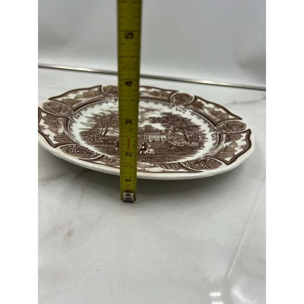 J&G Meakin Americana Brown Transferware 10 Inch Dinner Plate Style House England